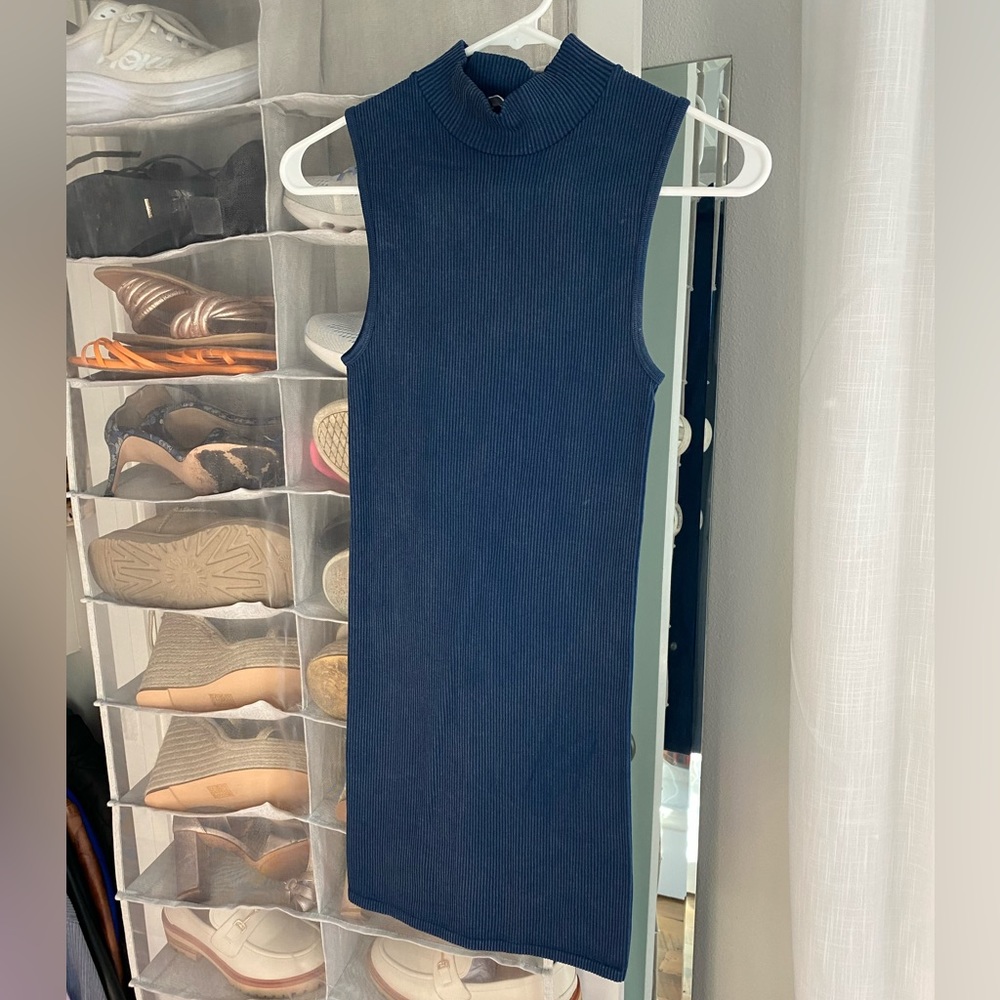 Navy Blue Zara Ribbed Mini Dress